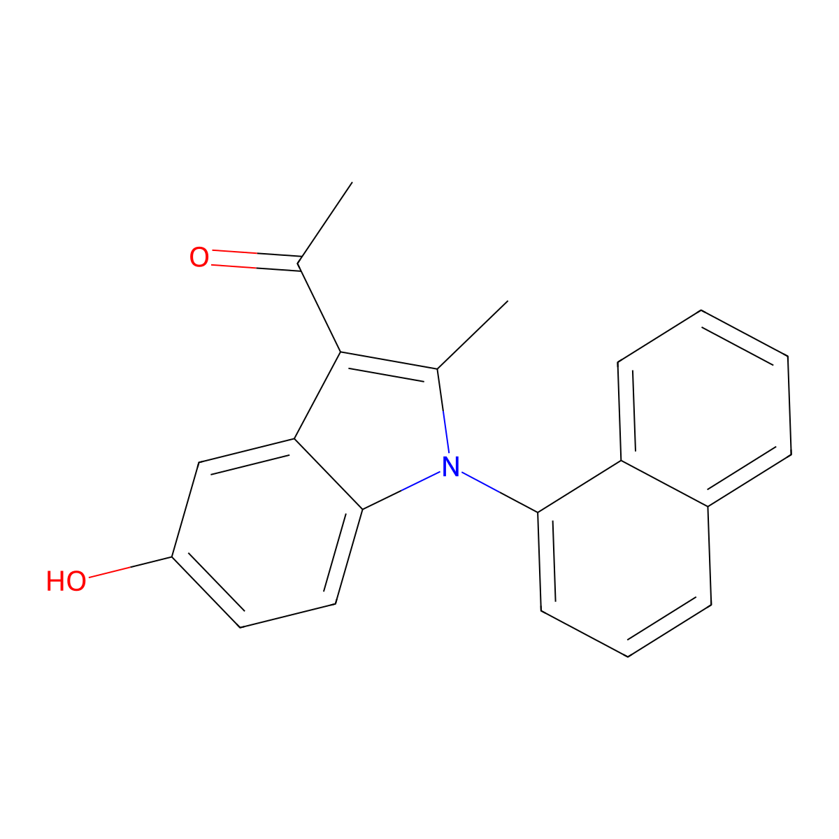 1-(5-Hydroxy-2-methyl-1-naphthalen-1-ylindol-3-yl)ethanone molecular structure, CAS 342388-41-4
