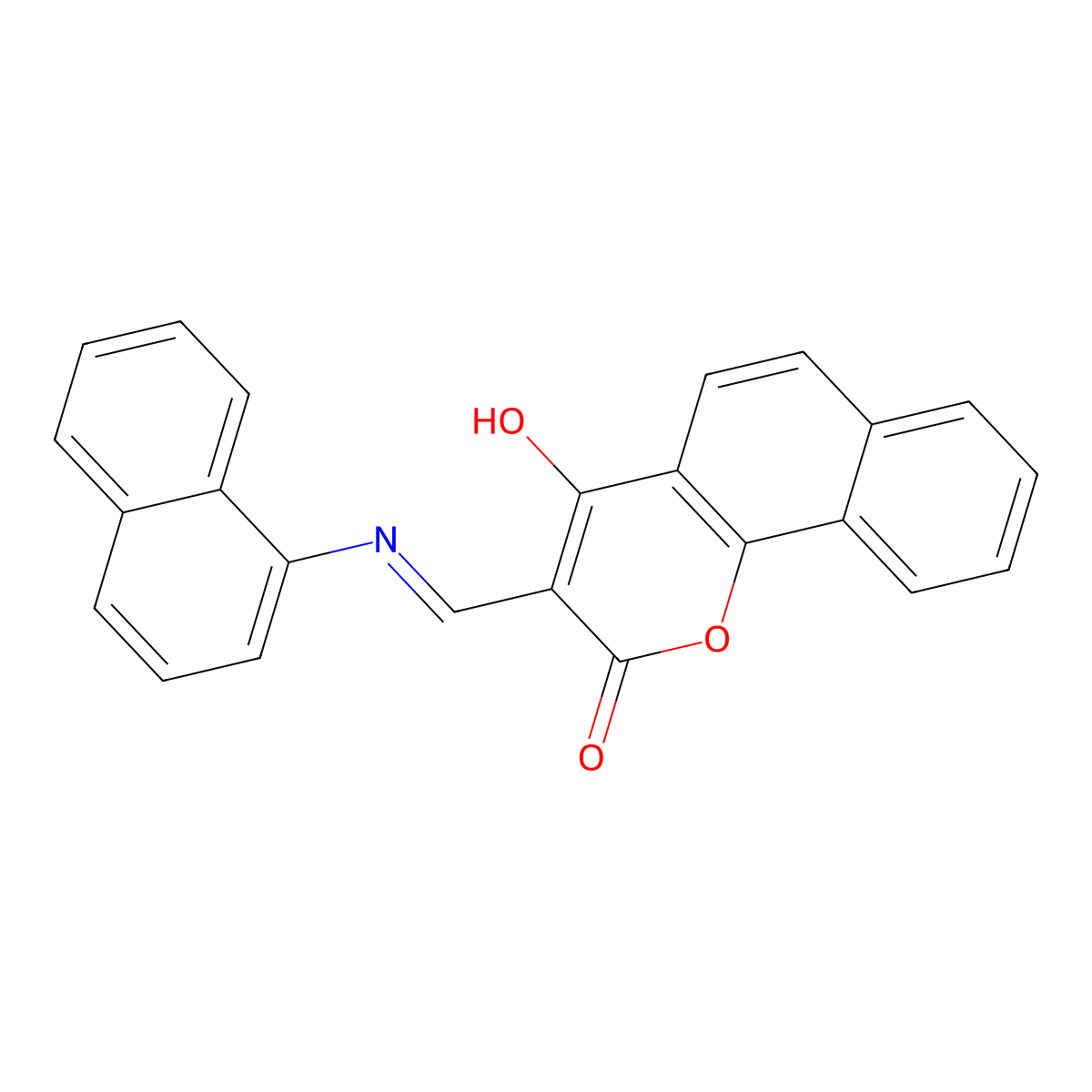 4-hydroxy-3-[(1-naphthylimino)methyl]-2H-benzo[h]chromen-2-one molecular structure, CAS 342388-78-7