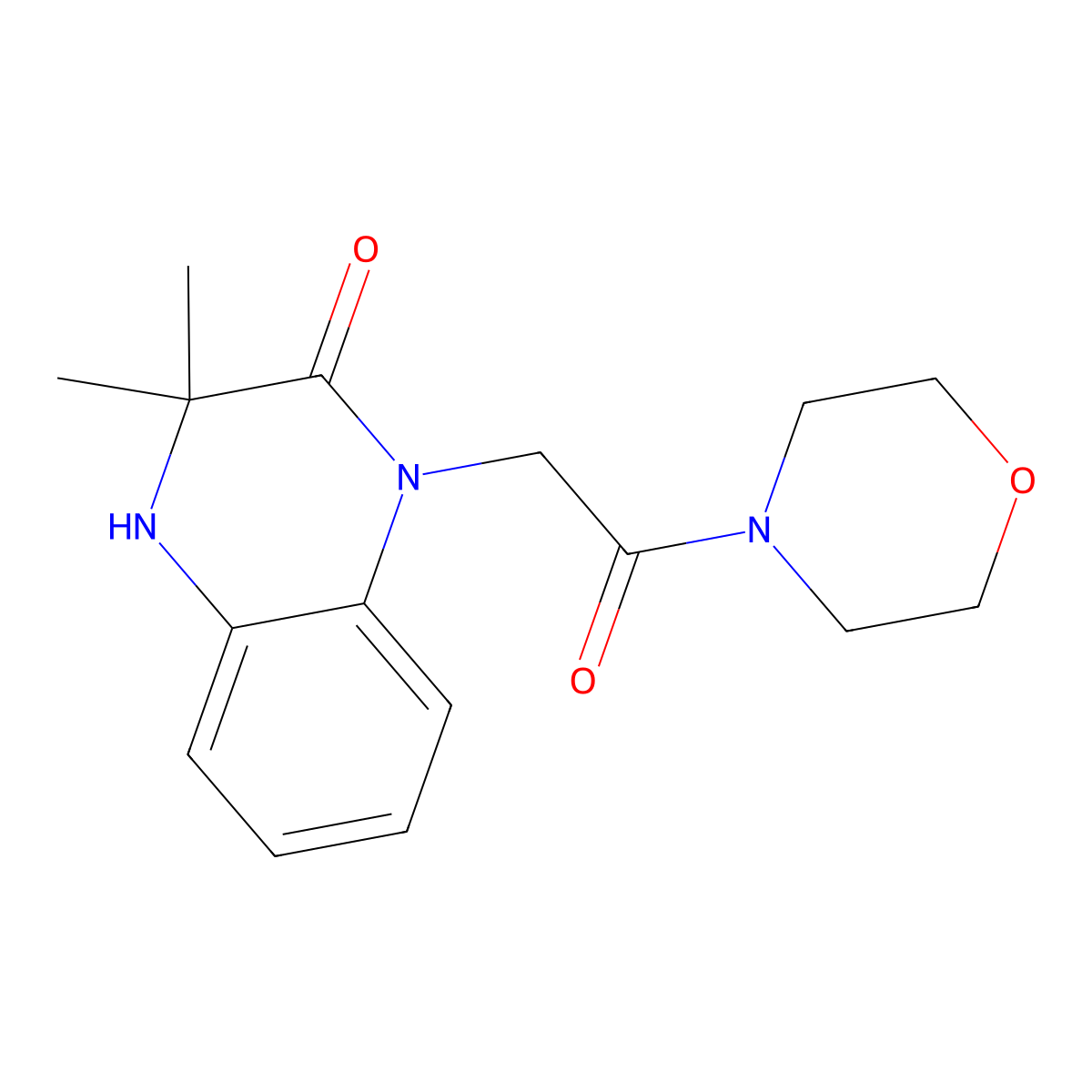 3,3-dimethyl-1-(2-morpholin-4-yl-2-oxoethyl)-4H-quinoxalin-2-one molecular structure, CAS 342390-29-8