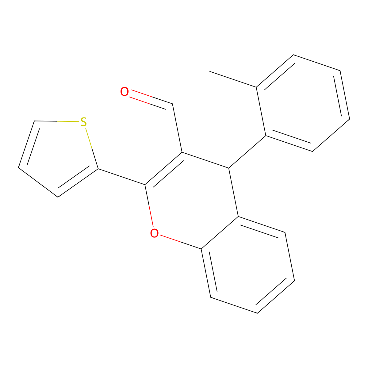 4-(2-methylphenyl)-2-(2-thienyl)-4H-chromene-3-carbaldehyde molecular structure, CAS 342390-81-2