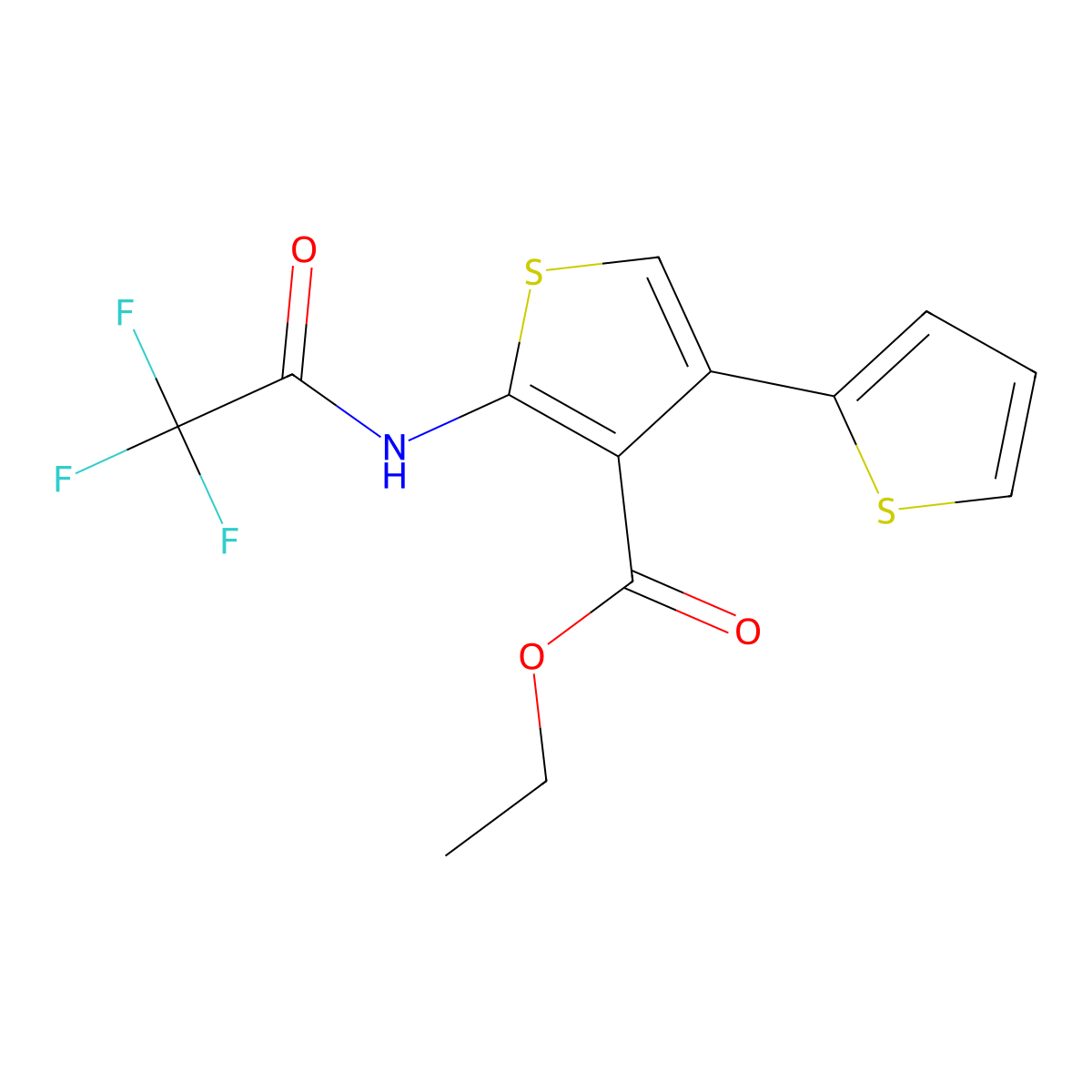 Ethyl 4-thiophen-2-yl-2-[(2,2,2-trifluoroacetyl)amino]thiophene-3-carboxylate molecular structure, CAS 342391-54-2