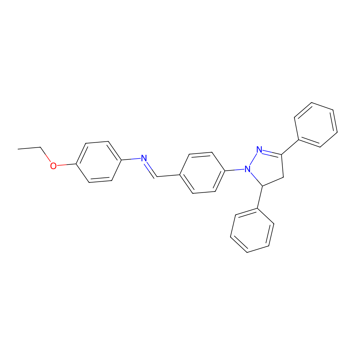 1-[4-(3,5-diphenyl-3,4-dihydropyrazol-2-yl)phenyl]-N-(4-ethoxyphenyl)methanimine molecular structure, CAS 342391-58-6