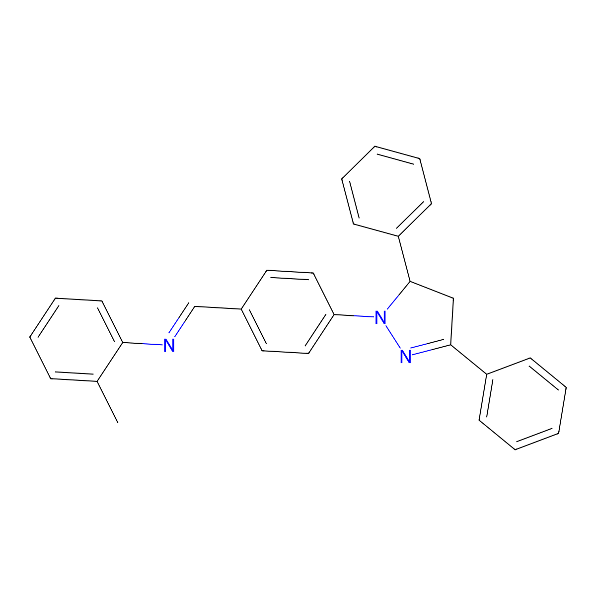 1-[4-(3,5-diphenyl-3,4-dihydropyrazol-2-yl)phenyl]-N-(2-methylphenyl)methanimine molecular structure, CAS 342391-59-7