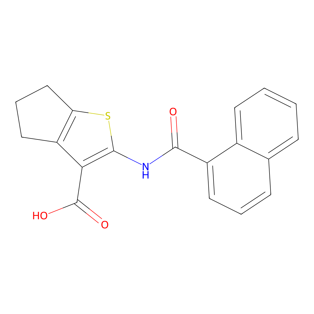 2-(1-naphthamido)-5,6-dihydro-4H-cyclopenta[b]thiophene-3-carboxylic acid molecular structure, CAS 342392-47-6