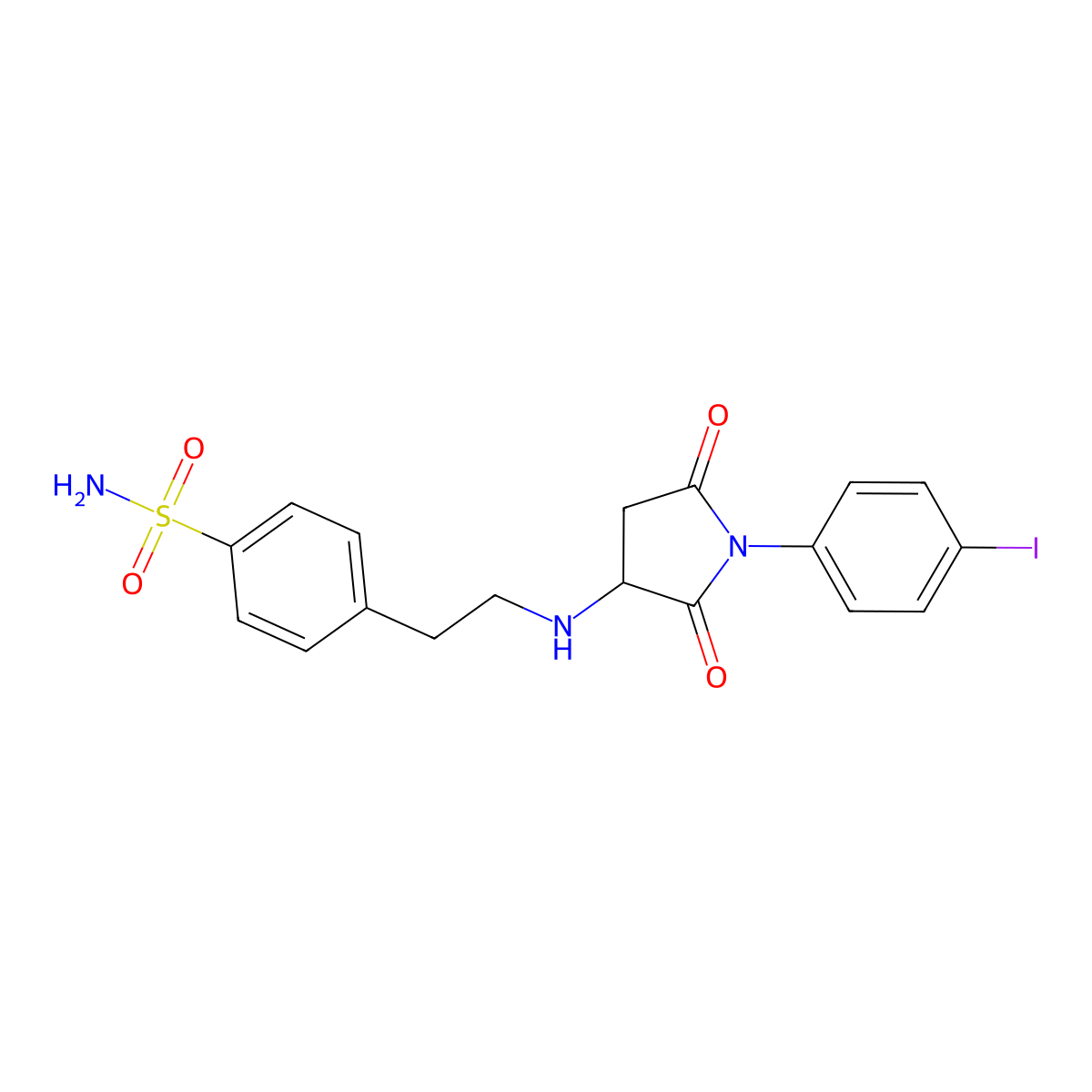 4-(2-{[1-(4-Iodophenyl)-2,5-dioxopyrrolidin-3-yl]amino}ethyl)benzenesulfonamide molecular structure, CAS 342394-37-0