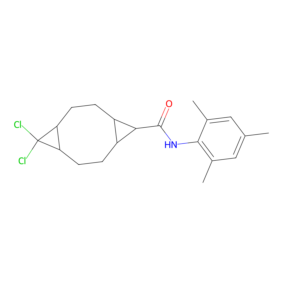 10,10-dichloro-N-mesityltricyclo[7.1.0.0(4,6)]decane-5-carboxamide molecular structure, CAS 342394-56-3
