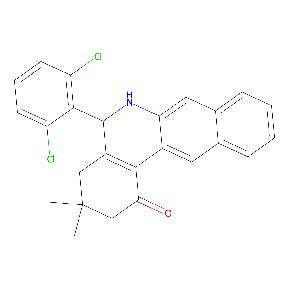 5-(2,6-dichlorophenyl)-3,3-dimethyl-3,4,5,6-tetrahydrobenzo[b]phenanthridin-1(2H)-one molecular structure, CAS 342396-07-0