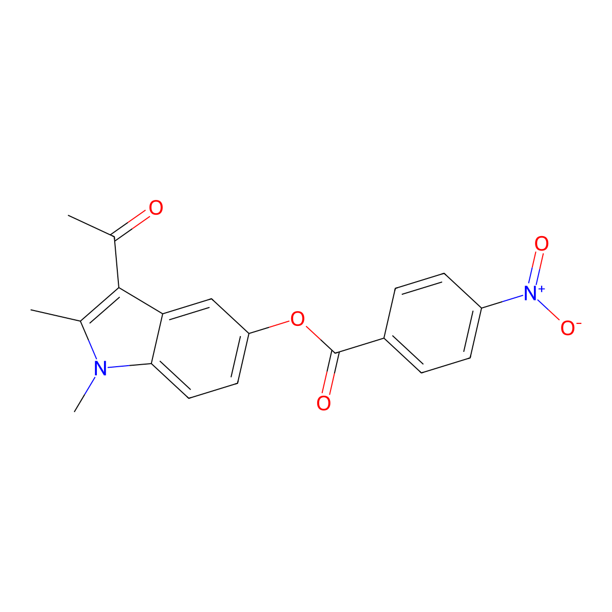 3-acetyl-1,2-dimethyl-1H-indol-5-yl 4-nitrobenzoate molecular structure, CAS 342396-77-4
