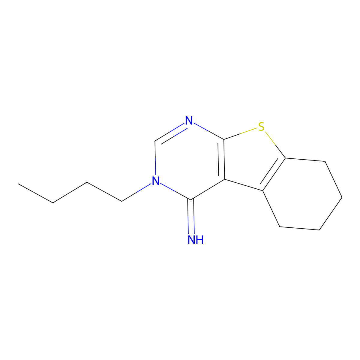 3-Butyl-5,6,7,8-tetrahydro-[1]benzothiolo[2,3-d]pyrimidin-4-imine molecular structure, CAS 342396-93-4