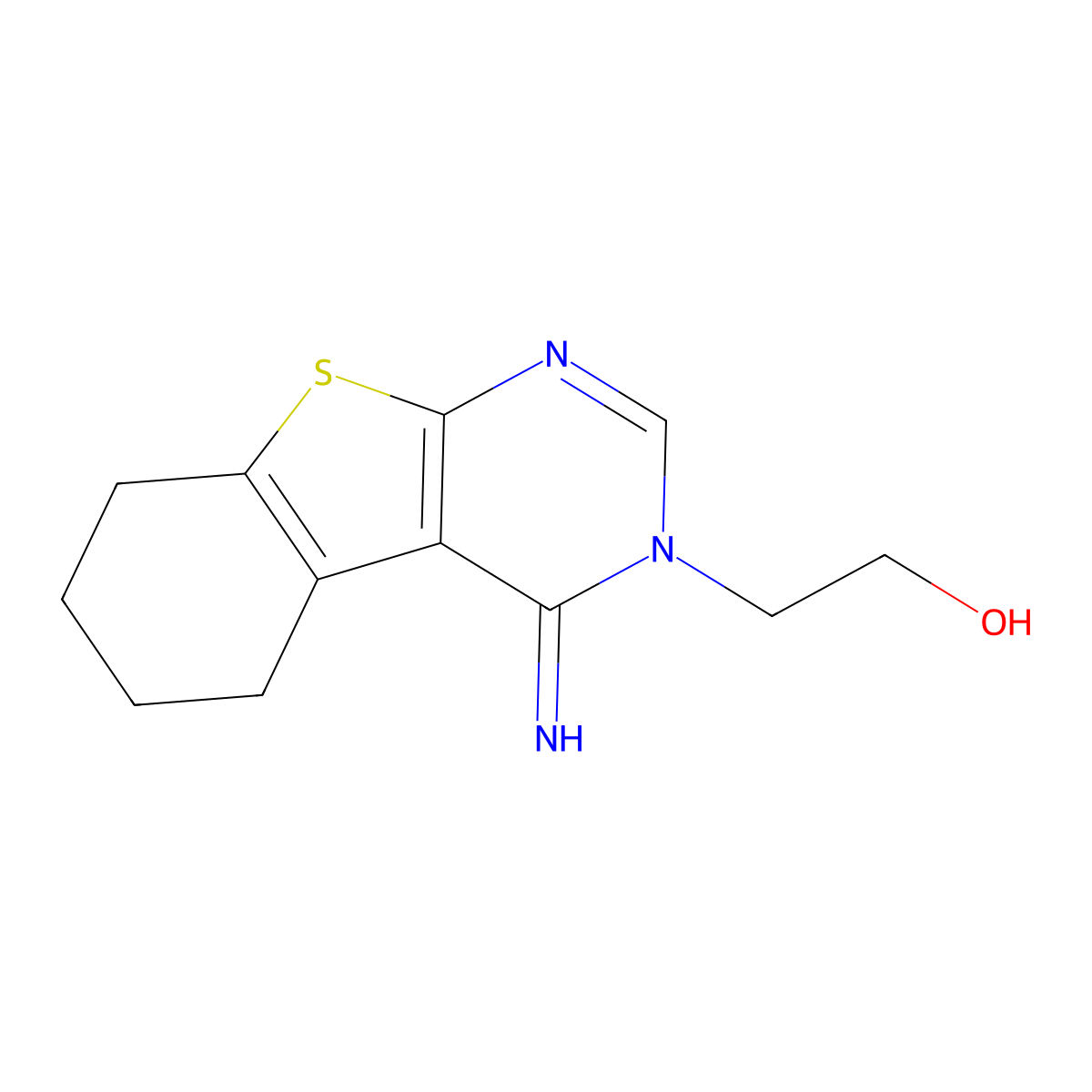 2-(4-imino-5,6,7,8-tetrahydro[1]benzothieno[2,3-d]pyrimidin-3(4H)-yl)ethanol molecular structure, CAS 342396-95-6