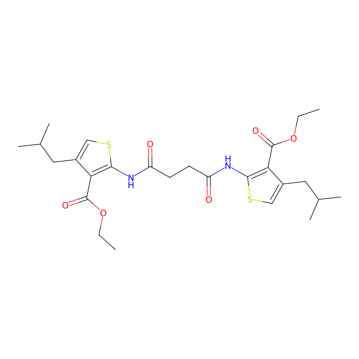 Ethyl 2-[[4-[[3-ethoxycarbonyl-4-(2-methylpropyl)thiophen-2-yl]amino]-4-oxobutanoyl]amino]-4-(2-methylpropyl)thiophene-3-carboxylate molecular structure, CAS 342397-16-4