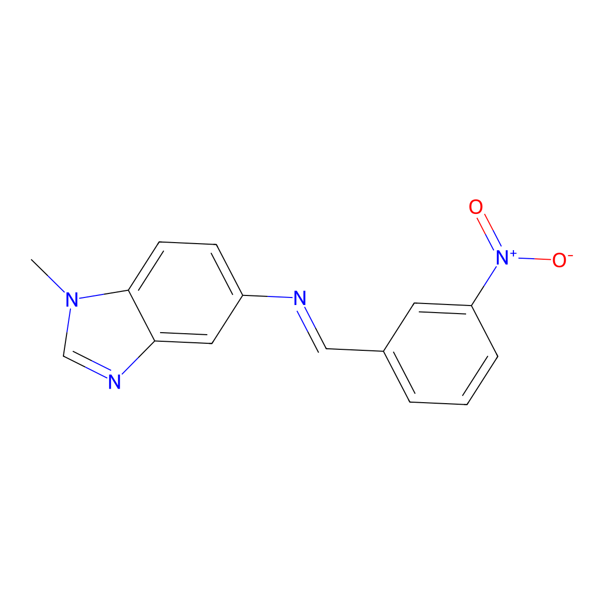 5-({3-nitrobenzylidene}amino)-1-methyl-1H-benzimidazole molecular structure, CAS 342398-42-9