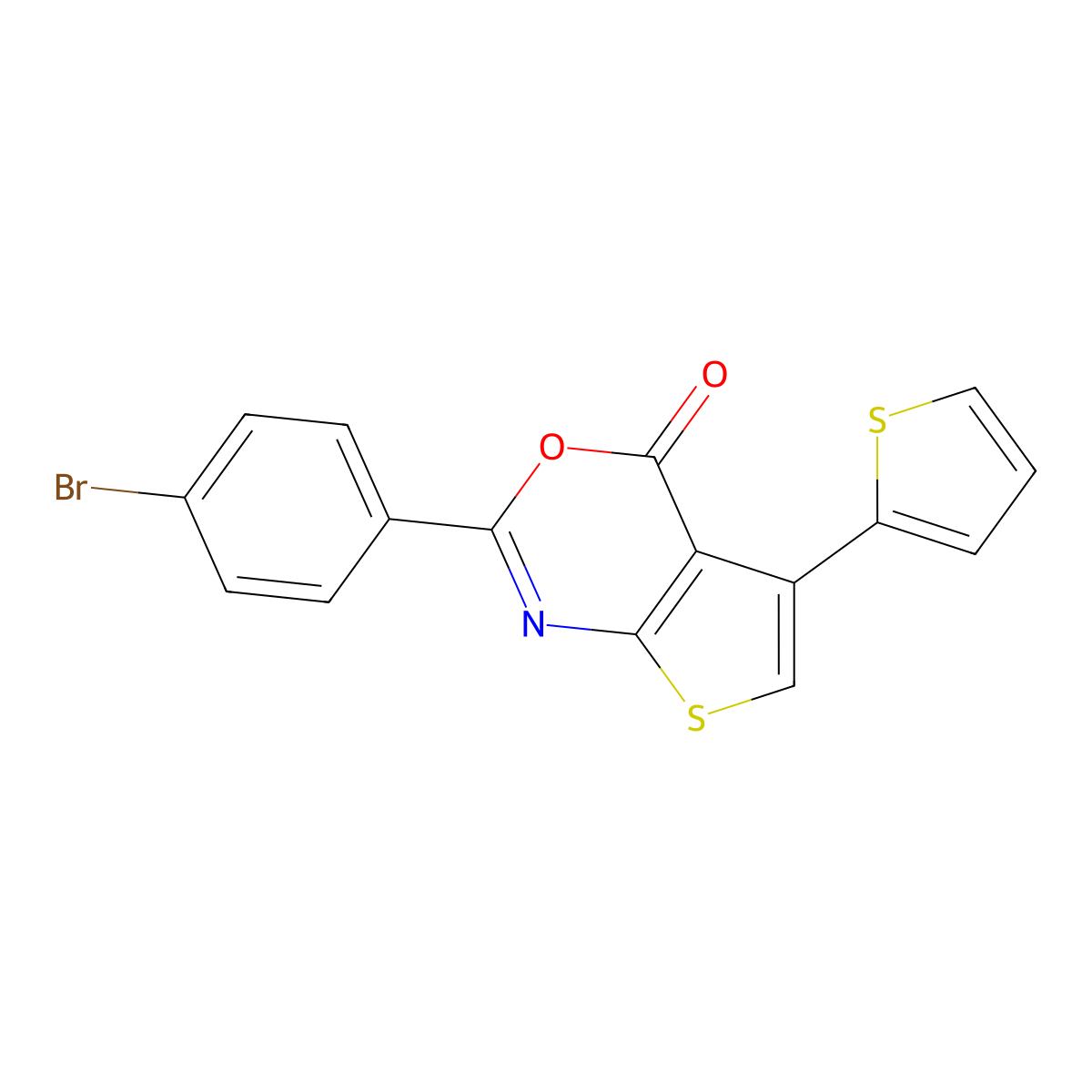2-(4-bromophenyl)-5-(thiophen-2-yl)-4H-thieno[2,3-d][1,3]oxazin-4-one molecular structure, CAS 342398-62-3