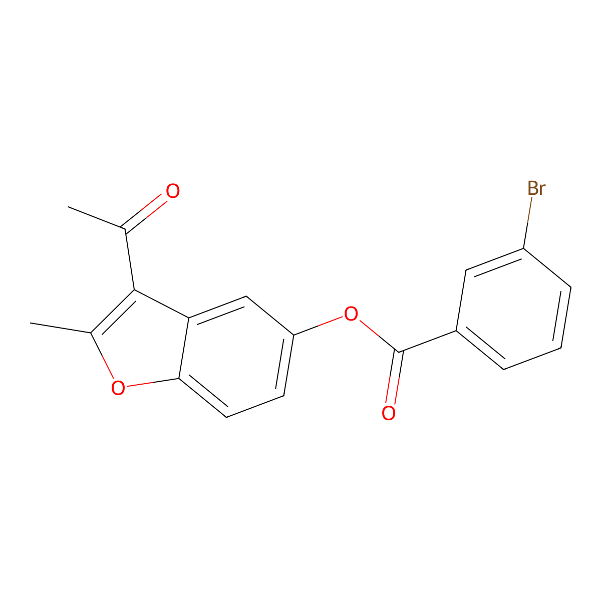 3-Acetyl-2-methyl-1-benzofuran-5-yl 3-bromobenzoate molecular structure, CAS 342398-64-5