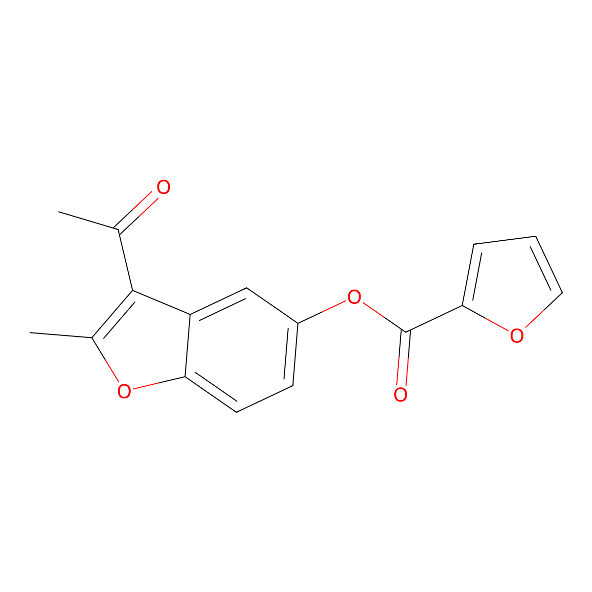 3-Acetyl-2-methylbenzofuran-5-yl furan-2-carboxylate molecular structure, CAS 342398-65-6