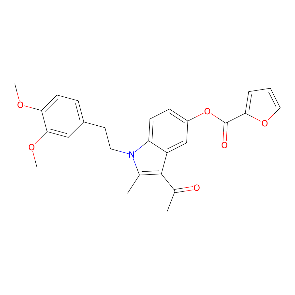 3-acetyl-1-[2-(3,4-dimethoxyphenyl)ethyl]-2-methyl-1H-indol-5-yl 2-furoate molecular structure, CAS 342398-67-8