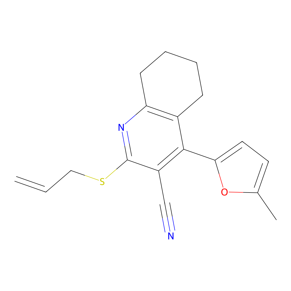 4-(5-Methylfuran-2-yl)-2-prop-2-enylsulfanyl-5,6,7,8-tetrahydroquinoline-3-carbonitrile molecular structure, CAS 342398-74-7