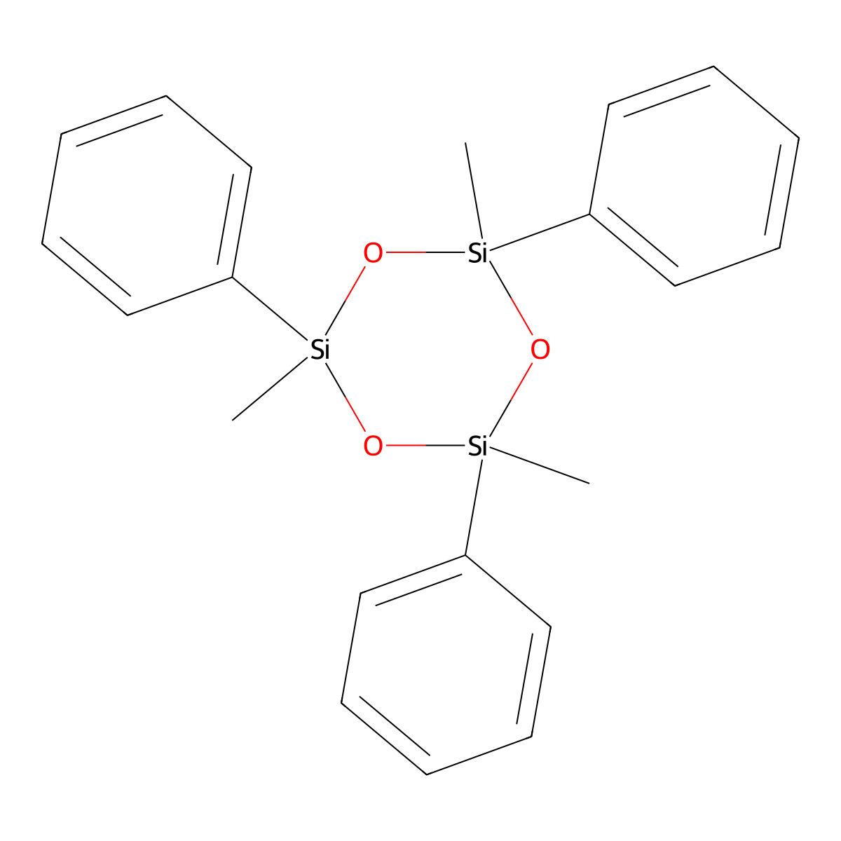 Cyclotrisiloxane, 2,4,6-trimethyl-2,4,6-triphenyl- molecular structure, CAS 3424-57-5