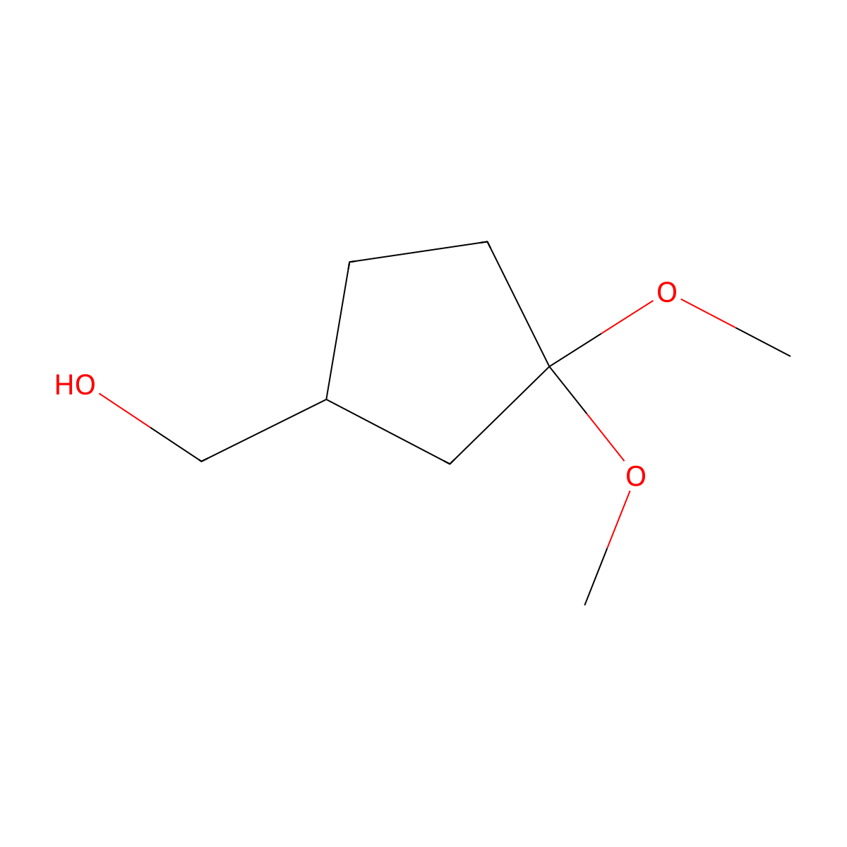 (3,3-Dimethoxycyclopentyl)methanol molecular structure, CAS 342402-72-6