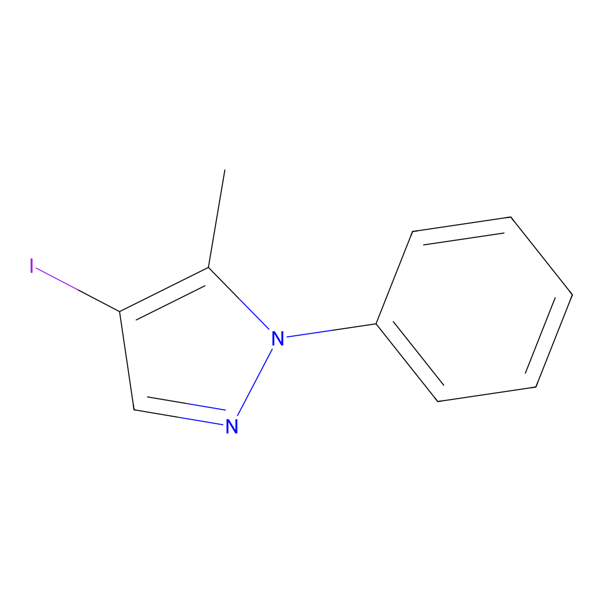 4-Iodo-5-methyl-1-phenyl-1H-pyrazole molecular structure, CAS 342405-19-0