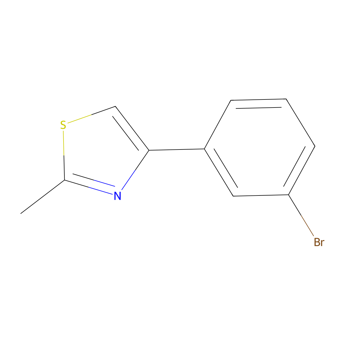 4-(3-Bromophenyl)-2-methyl-1,3-thiazole molecular structure, CAS 342405-21-4