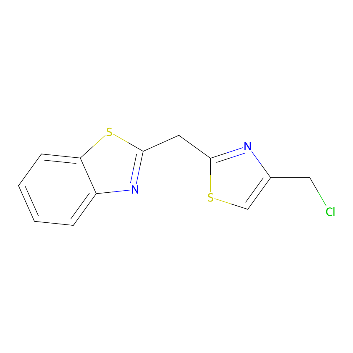 2-{[4-(Chloromethyl)-1,3-thiazol-2-yl]methyl}-1,3-benzothiazole molecular structure, CAS 342405-25-8