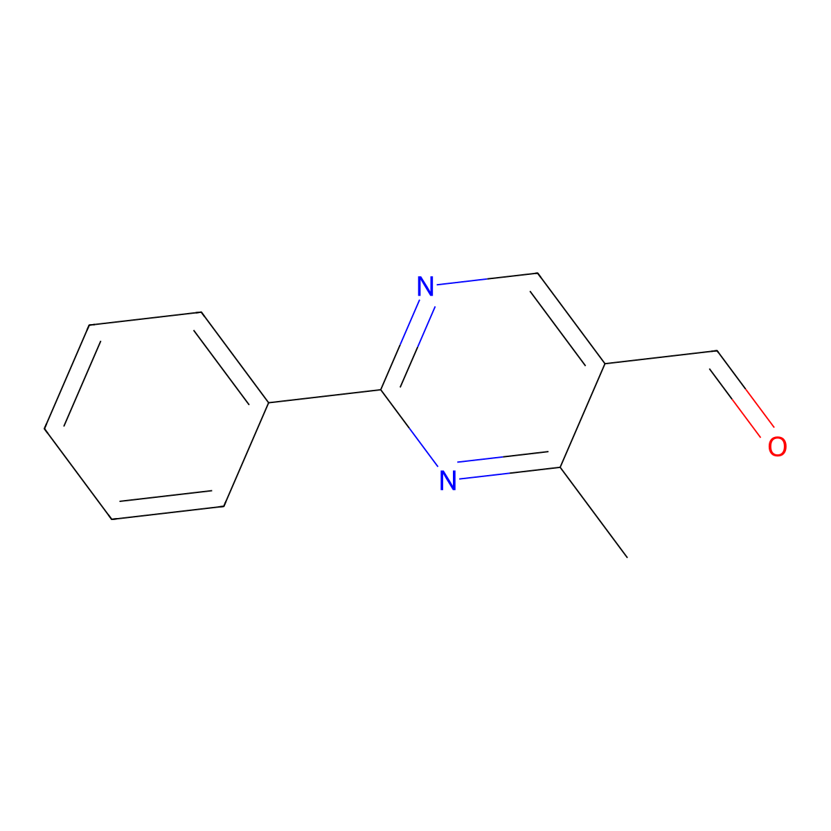 4-Methyl-2-phenylpyrimidine-5-carbaldehyde molecular structure, CAS 342405-36-1