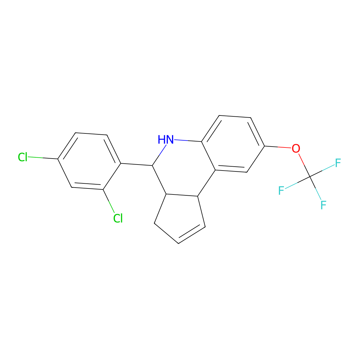 4-(2,4-dichlorophenyl)-8-(trifluoromethoxy)-3a,4,5,9b-tetrahydro-3H-cyclopenta[c]quinoline molecular structure, CAS 342405-95-2