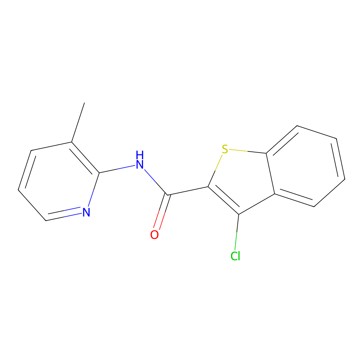 3-chloro-N-(3-methyl-2-pyridinyl)-1-benzothiophene-2-carboxamide molecular structure, CAS 342409-83-0