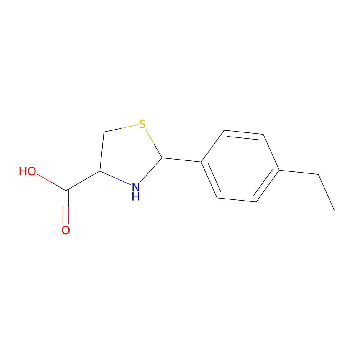 2-(4-Ethylphenyl)Thiazolidine-4-Carboxylic Acid molecular structure, CAS 342412-25-3