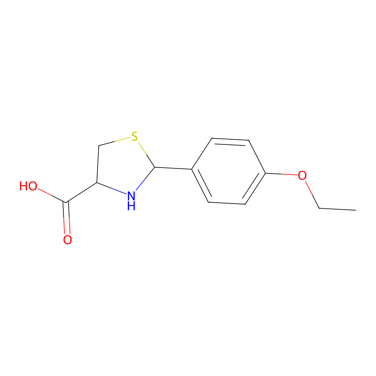 2-(4-Ethoxy-phenyl)-thiazolidine-4-carboxylic acid molecular structure, CAS 342412-29-7