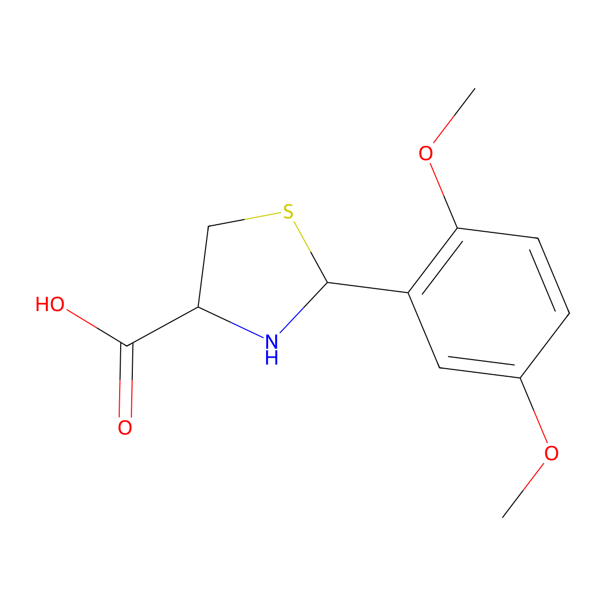 2-(2,5-Dimethoxyphenyl)-1,3-thiazolidine-4-carboxylic acid molecular structure, CAS 342412-33-3