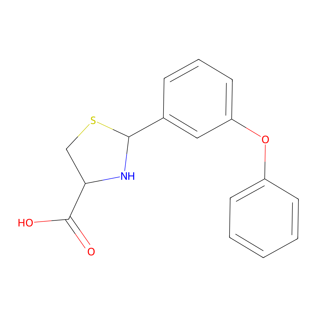 2-(3-Phenoxyphenyl)-1,3-thiazolidine-4-carboxylic acid molecular structure, CAS 342412-41-3