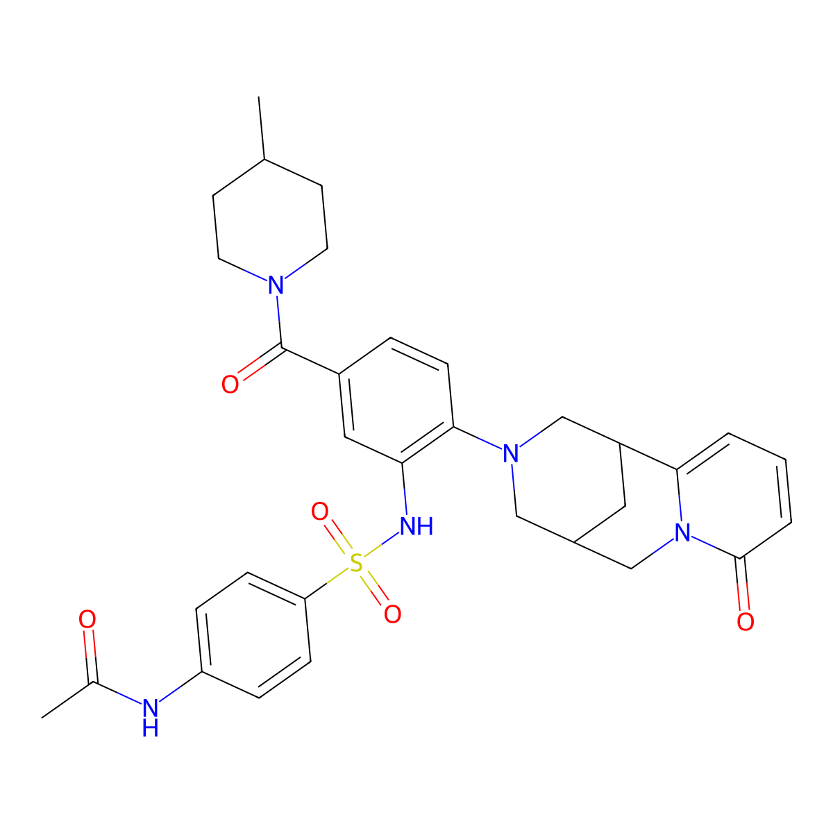 N-(4-(N-(5-(4-methylpiperidine-1-carbonyl)-2-(8-oxo-5,6-dihydro-1H-1,5-methanopyrido[1,2-a][1,5]diazocin-3(2H,4H,8H)-yl)phenyl)sulfamoyl)phenyl)acetamide molecular structure, CAS 342412-67-3