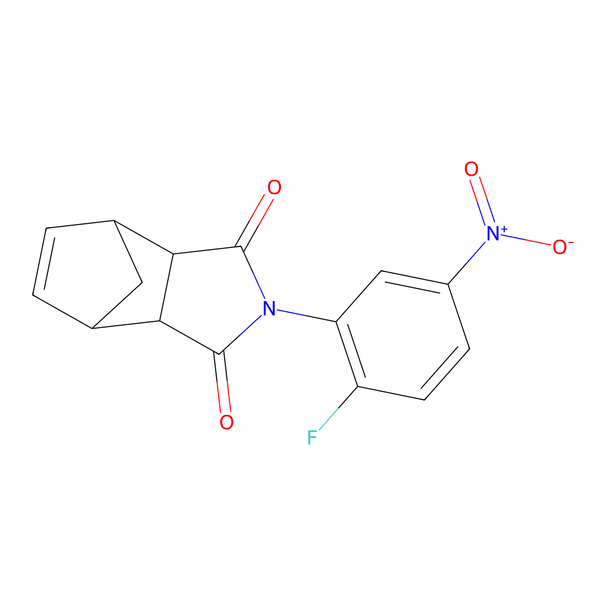 2-(2-Fluoro-5-nitrophenyl)-3a,4,7,7a-tetrahydro-1H-4,7-methanoisoindole-1,3-dione molecular structure, CAS 342412-84-4
