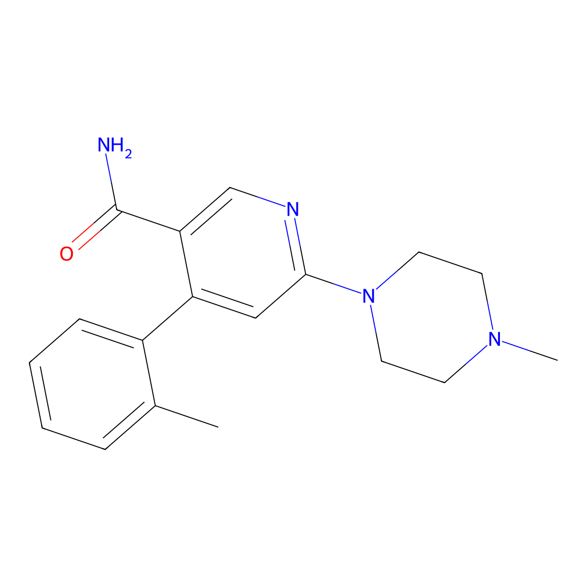 4-(2-Methylphenyl)-6-(4-methyl-1-piperazinyl)-3-pyridinecarboxamide molecular structure, CAS 342417-01-0