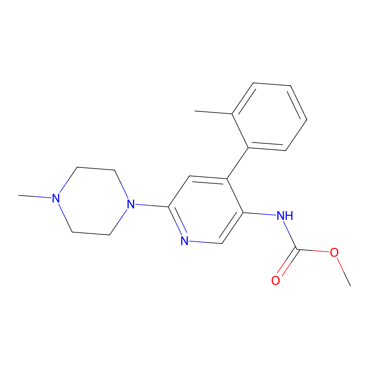 Methyl (6-(4-Methylpiperazin-1-yl)-4-(o-tolyl)pyridin-3-yl)carbaMate molecular structure, CAS 342417-02-1