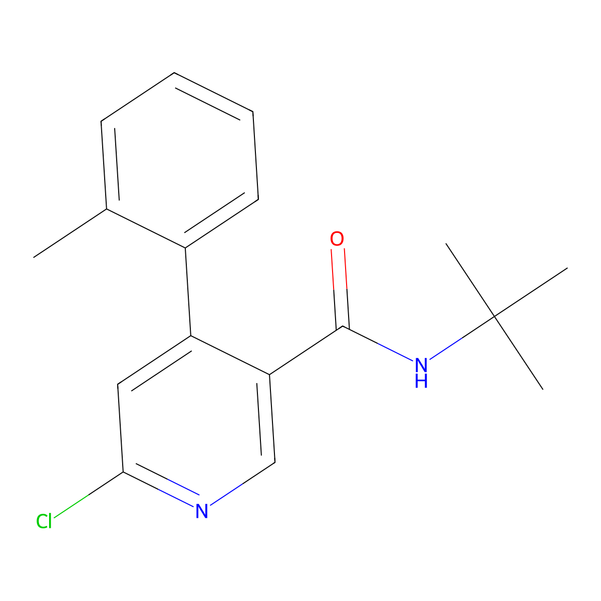 N-(tert-butyl)-6-chloro-4-(o-tolyl)nicotinamide molecular structure, CAS 342417-04-3