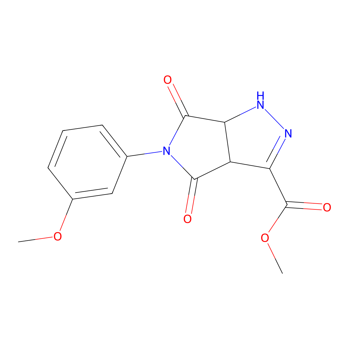 Methyl 5-(3-methoxyphenyl)-4,6-dioxo-1,3a,4,5,6,6a-hexahydropyrrolo[3,4-c]pyrazole-3-carboxylate molecular structure, CAS 342417-46-3