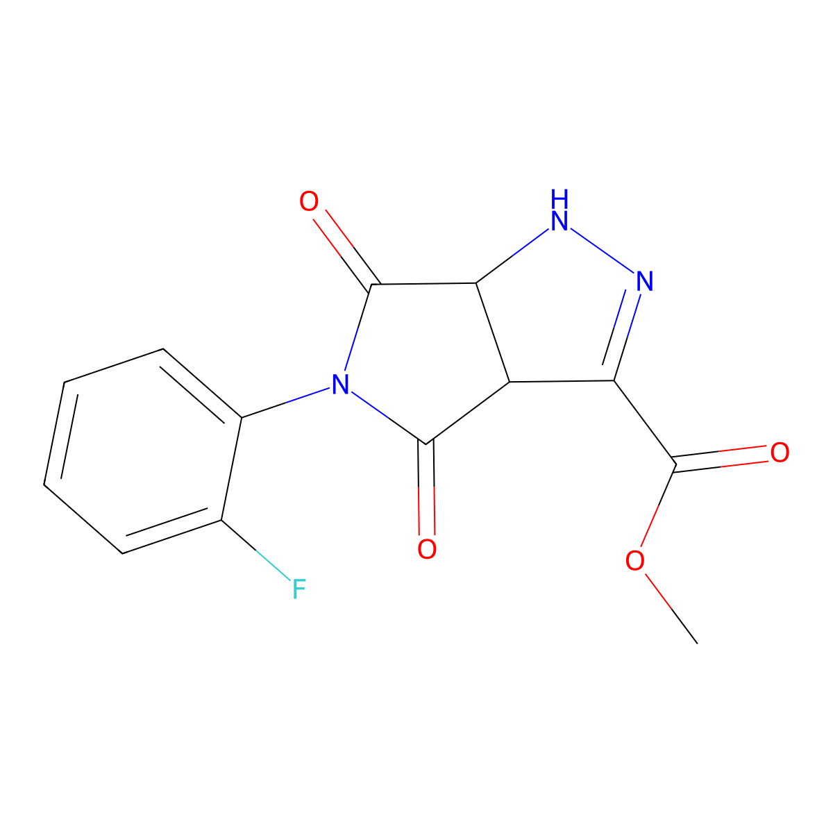 methyl 5-(2-fluorophenyl)-4,6-dioxo-3a,6a-dihydro-1H-pyrrolo[3,4-c]pyrazole-3-carboxylate molecular structure, CAS 342417-48-5