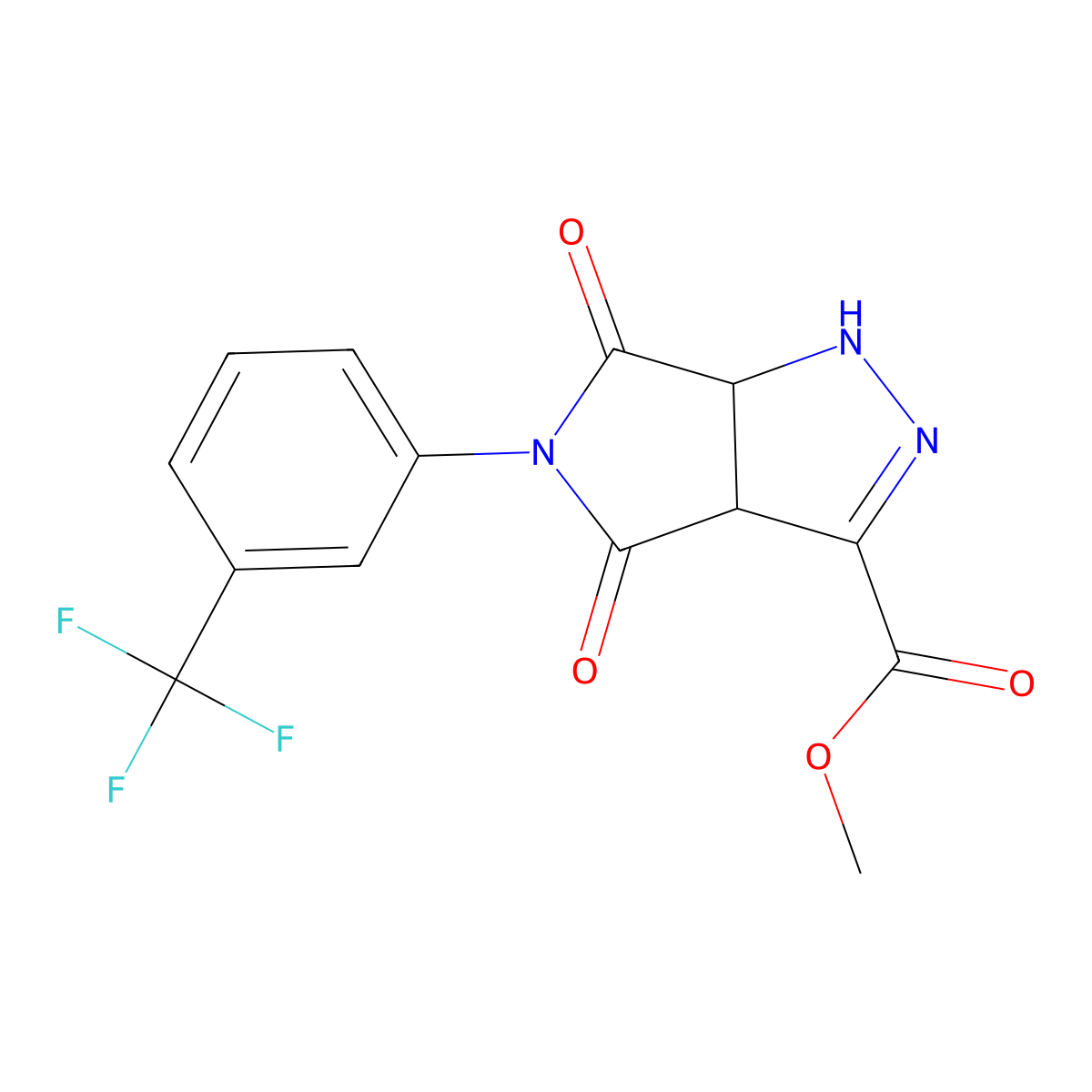 methyl 4,6-dioxo-5-[3-(trifluoromethyl)phenyl]-3a,6a-dihydro-1H-pyrrolo[3,4-c]pyrazole-3-carboxylate molecular structure, CAS 342417-49-6