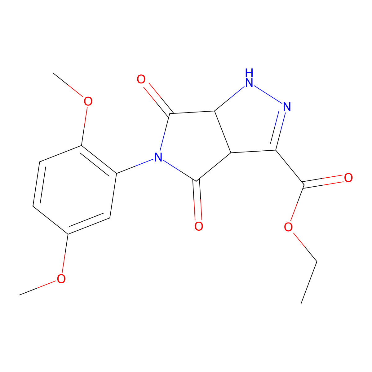 ethyl 5-(2,5-dimethoxyphenyl)-4,6-dioxo-3a,6a-dihydro-1H-pyrrolo[3,4-c]pyrazole-3-carboxylate molecular structure, CAS 342417-63-4