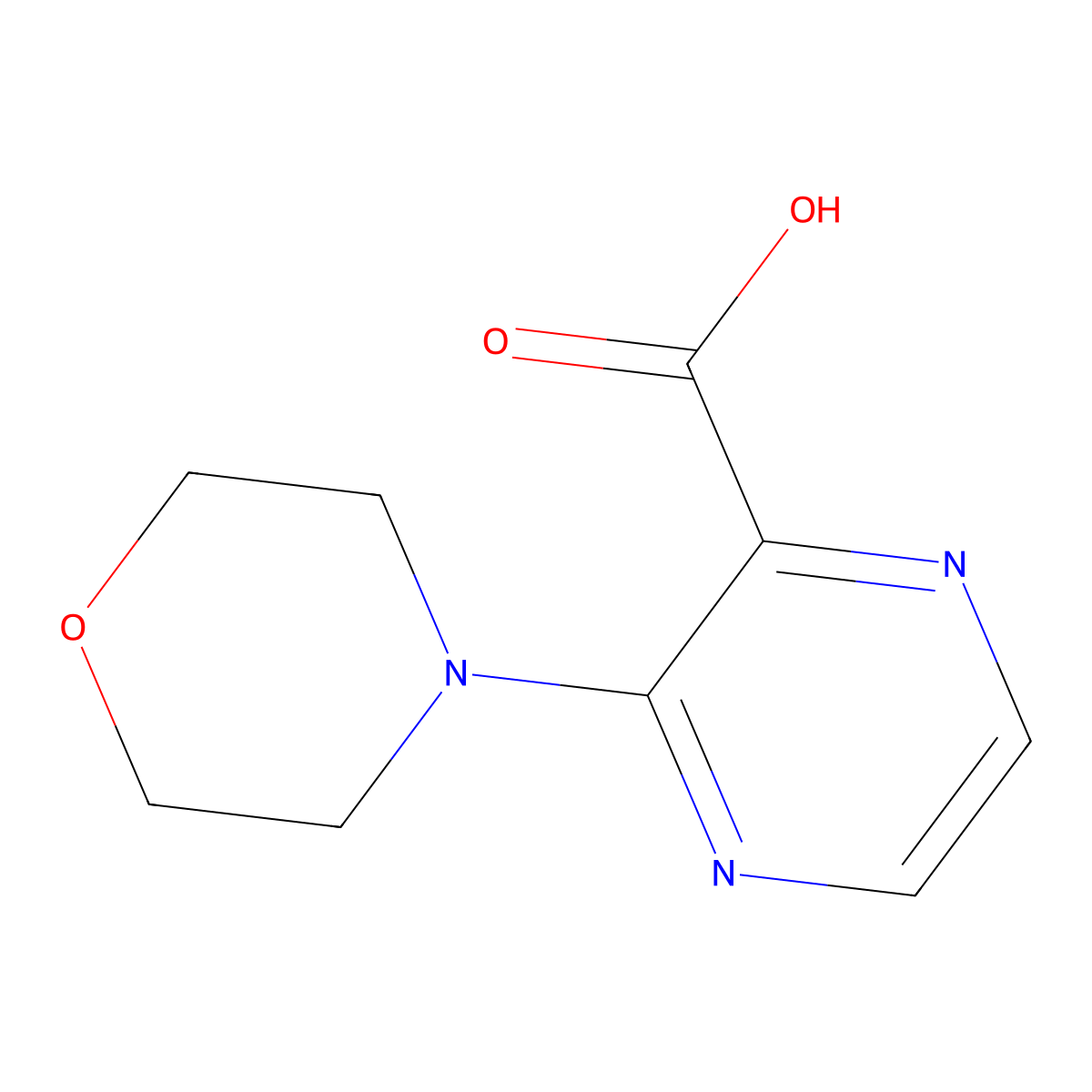 3-Morpholin-4-ylpyrazine-2-carboxylic acid molecular structure, CAS 342425-64-3