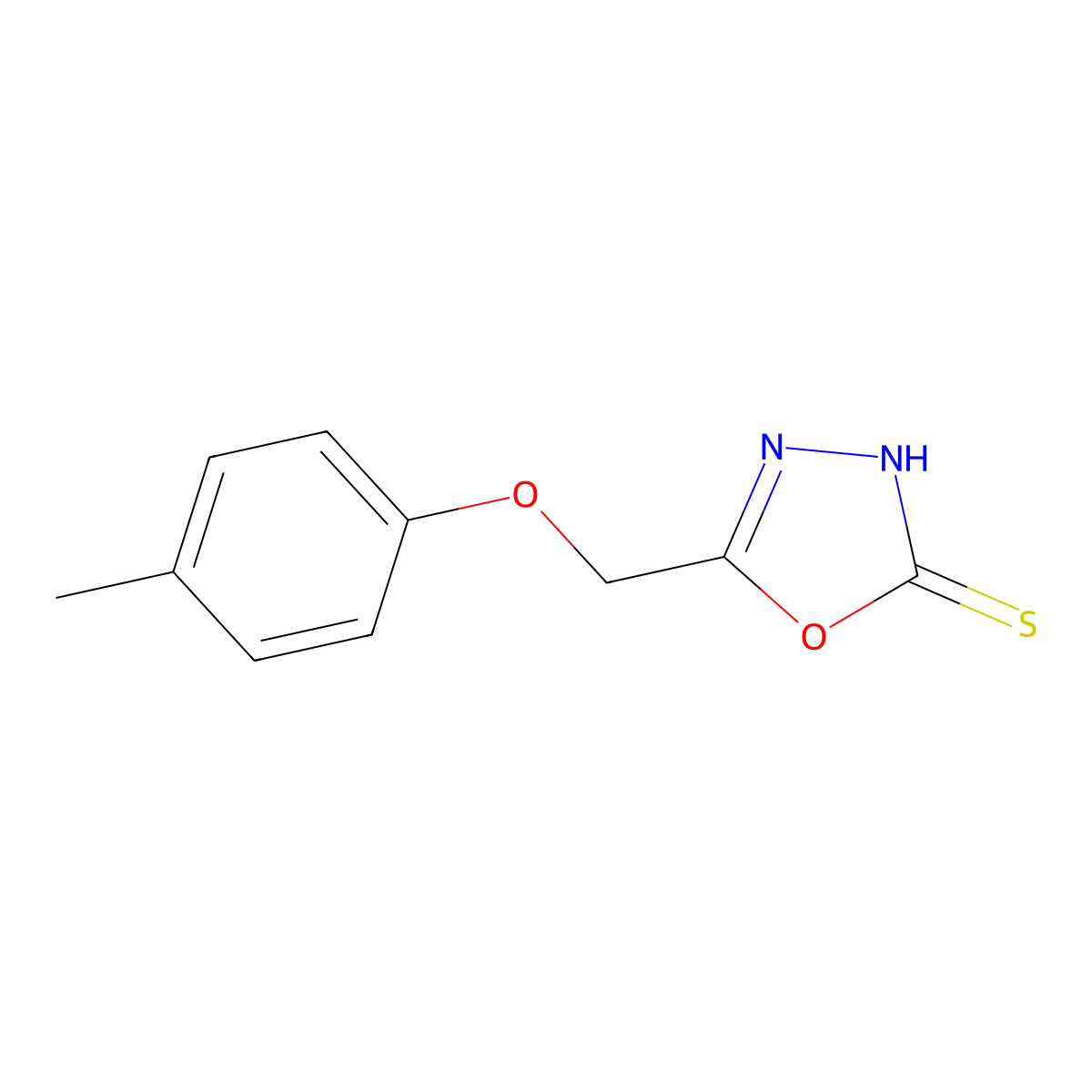 5-p-Tolyloxymethyl-3H-[1,3,4]oxadiazole-2-thione molecular structure, CAS 34243-10-2