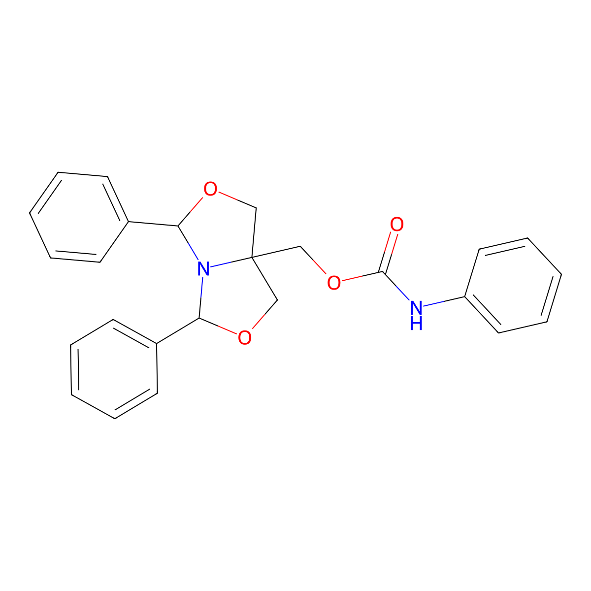 (3,5-diphenyl-1H-[1,3]oxazolo[3,4-c][1,3]oxazol-7a(7H)-yl)methyl phenylcarbamate molecular structure, CAS 342431-40-7