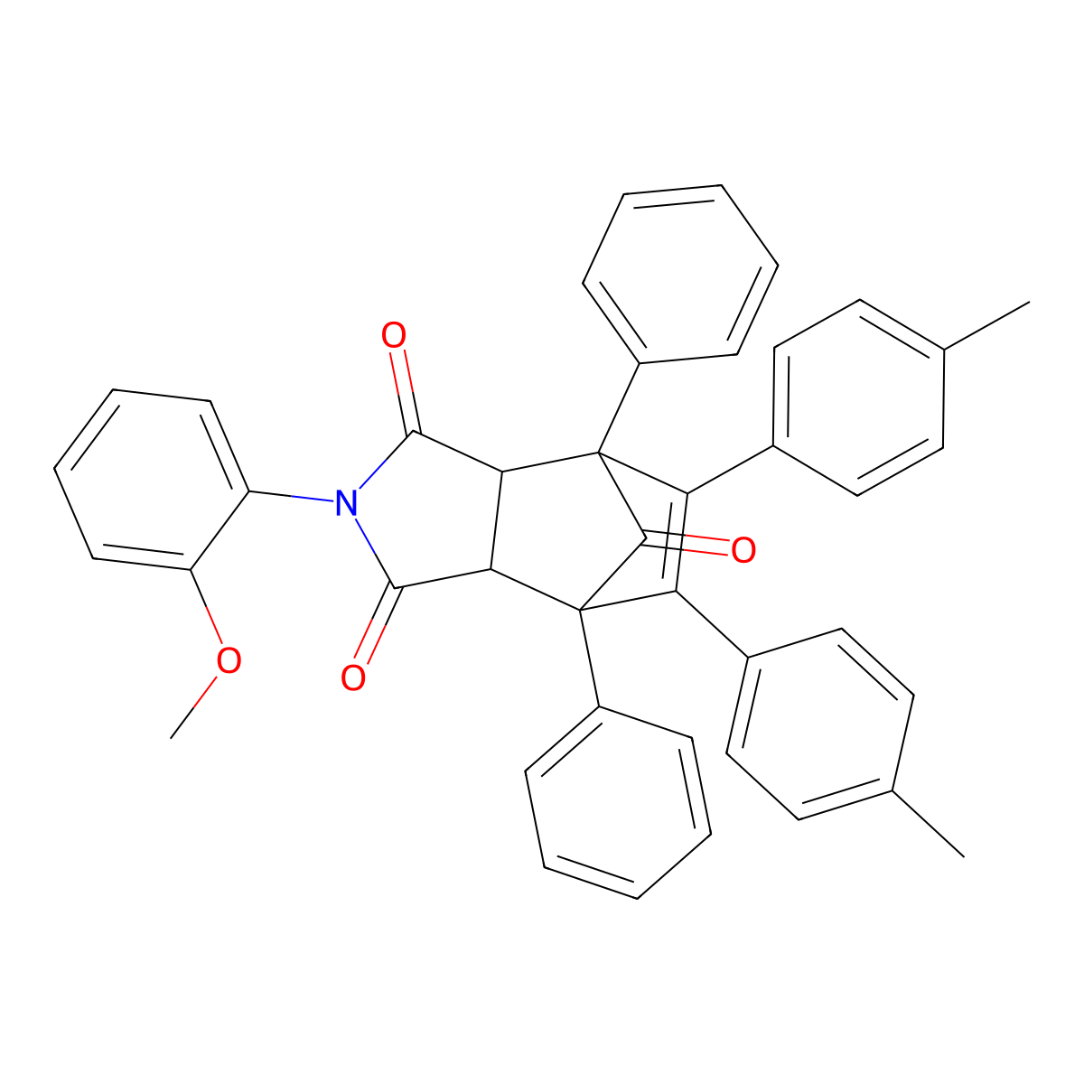 4-(2-Methoxyphenyl)-8,9-bis(4-methylphenyl)-1,7-diphenyl-4-azatricyclo[5.2.1.0~2,6~]dec-8-ene-3,5,10-trione molecular structure, CAS 342431-43-0