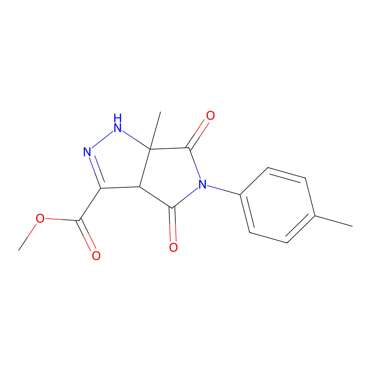 Methyl 6a-methyl-5-(4-methylphenyl)-4,6-dioxo-1,3a-dihydropyrrolo[3,4-c]pyrazole-3-carboxylate molecular structure, CAS 342431-52-1