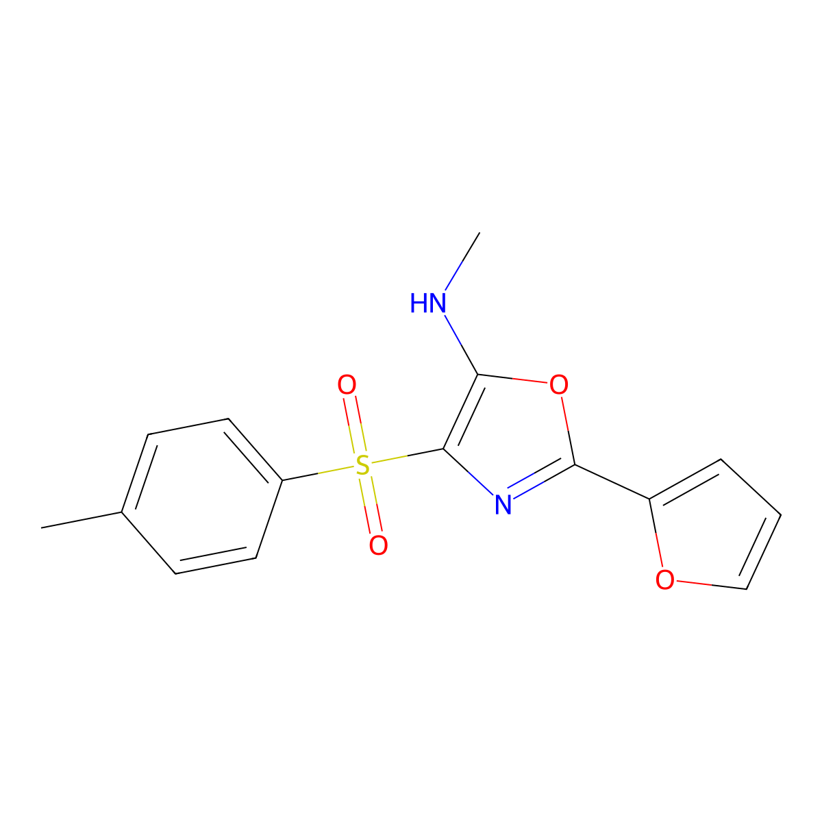2-(furan-2-yl)-N-methyl-4-tosyloxazol-5-amine molecular structure, CAS 342433-44-7