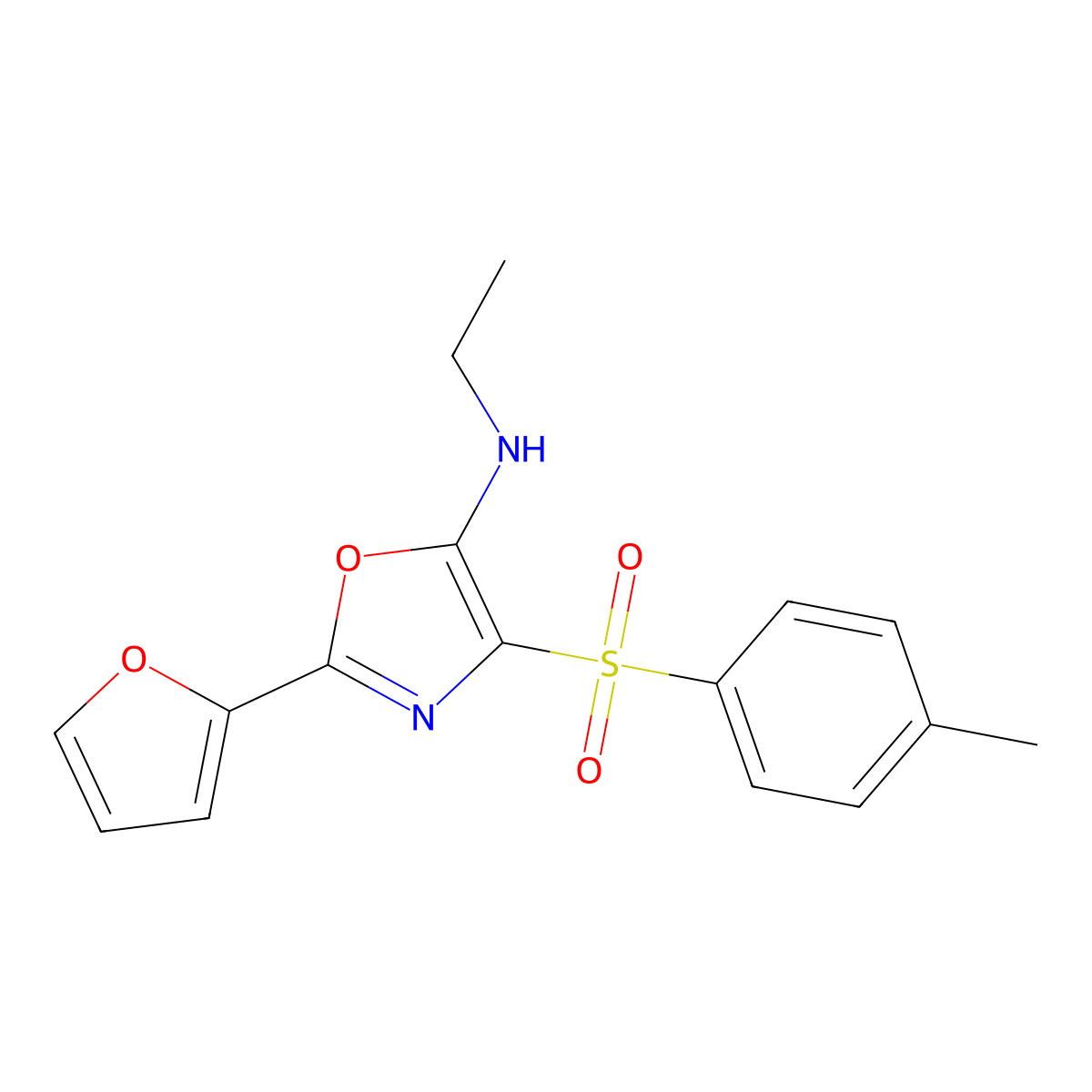N-ethyl-2-(furan-2-yl)-4-tosyloxazol-5-amine molecular structure, CAS 342433-45-8