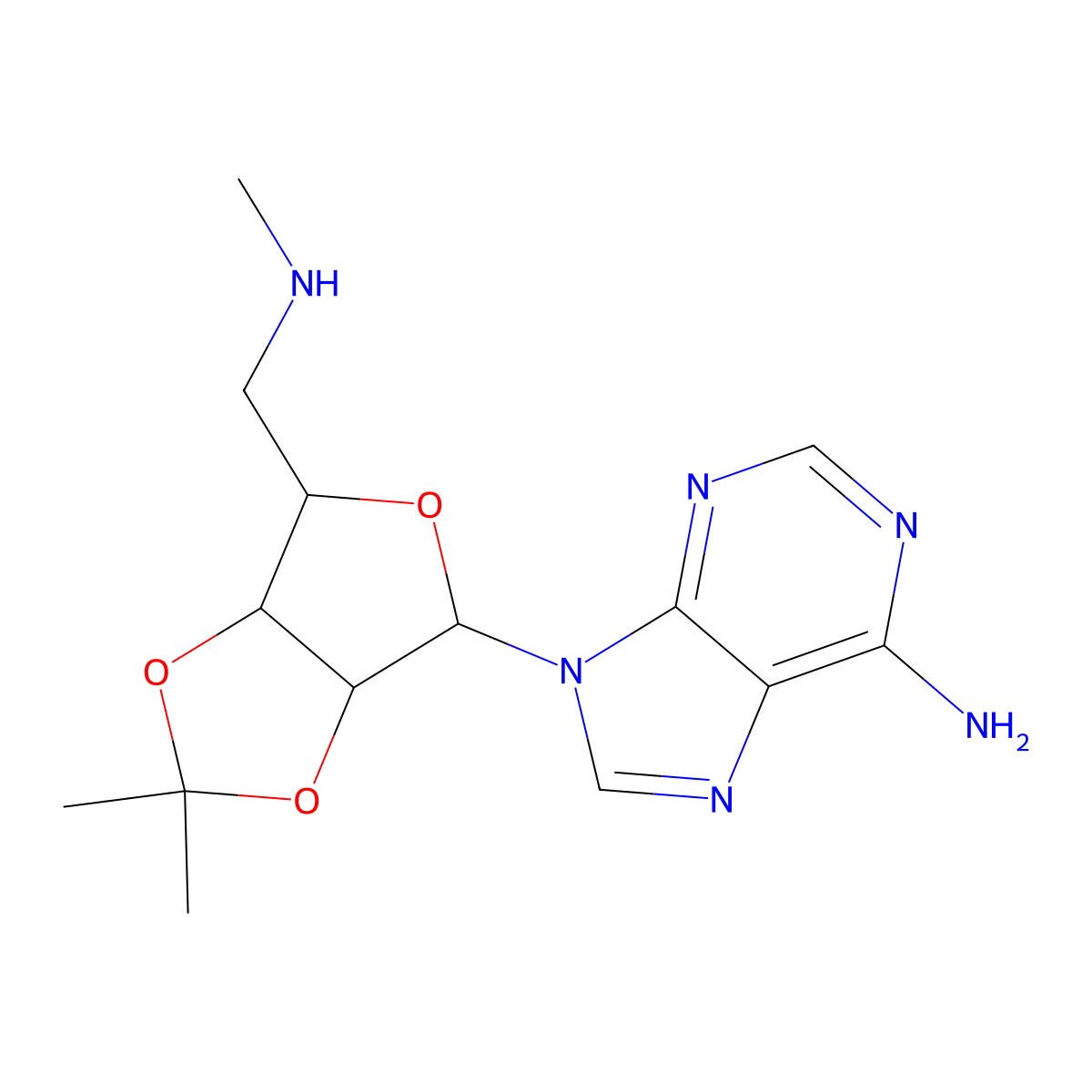 9-((3aR,4R,6R,6aR)-2,2-Dimethyl-6-((methylamino)methyl)tetrahydrofuro[3,4-d][1,3]dioxol-4-yl)-9H-purin-6-amine molecular structure, CAS 34245-49-3